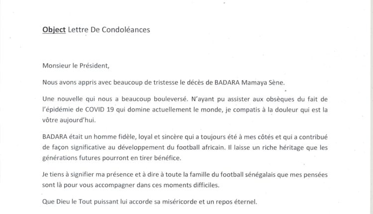 lettre de condoleance Ayatou à la FSF
